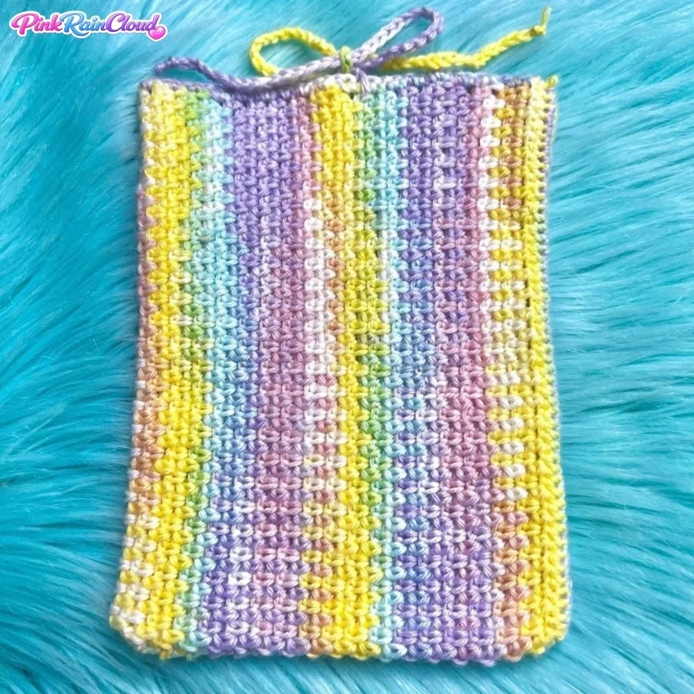 Handmade Pastel Book Pouch Sleeve Soft Texture Crochet PinkRainCloud